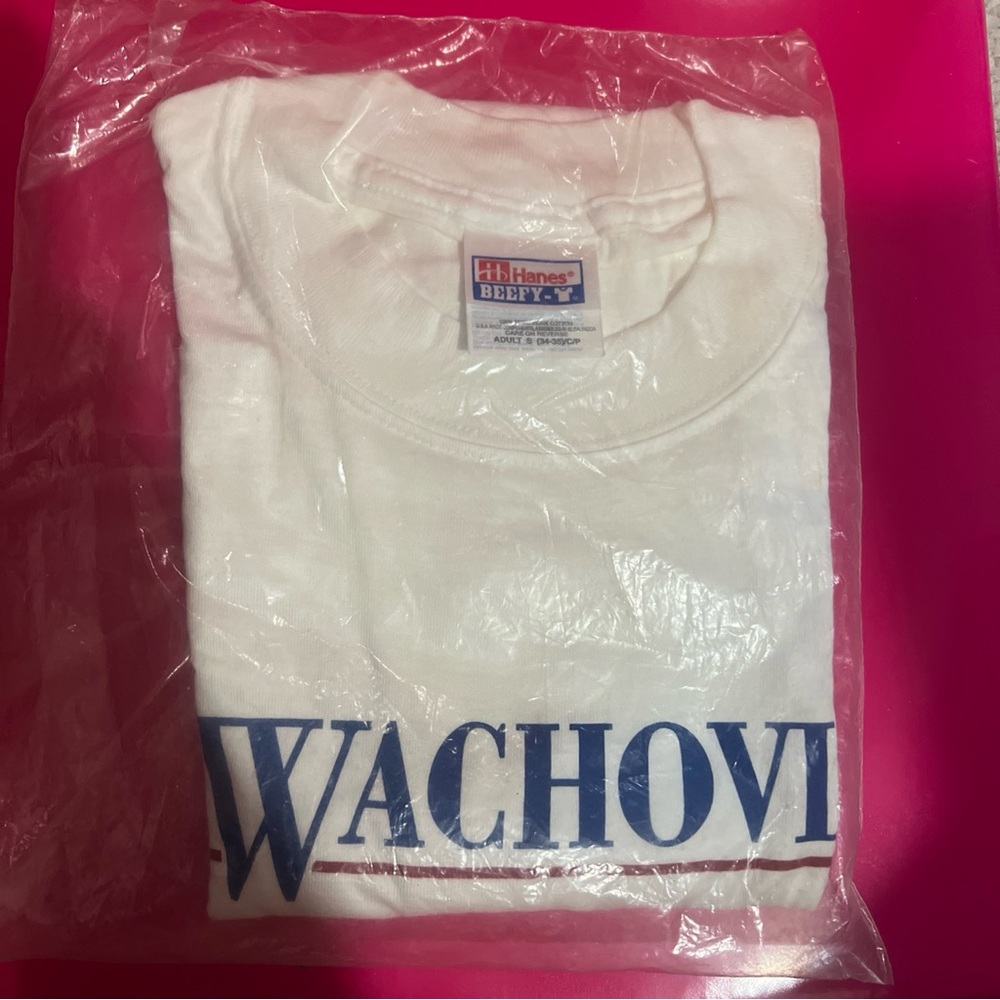Wachovia Throwback White Hanes T-Shirt Adult Size S